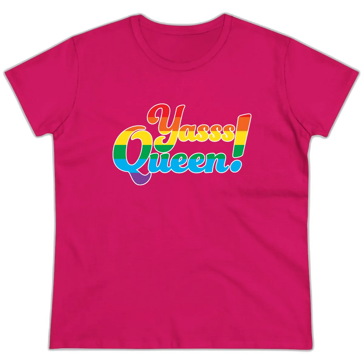 Unapologetically Queer Pride Ladies Tee in Heliconia