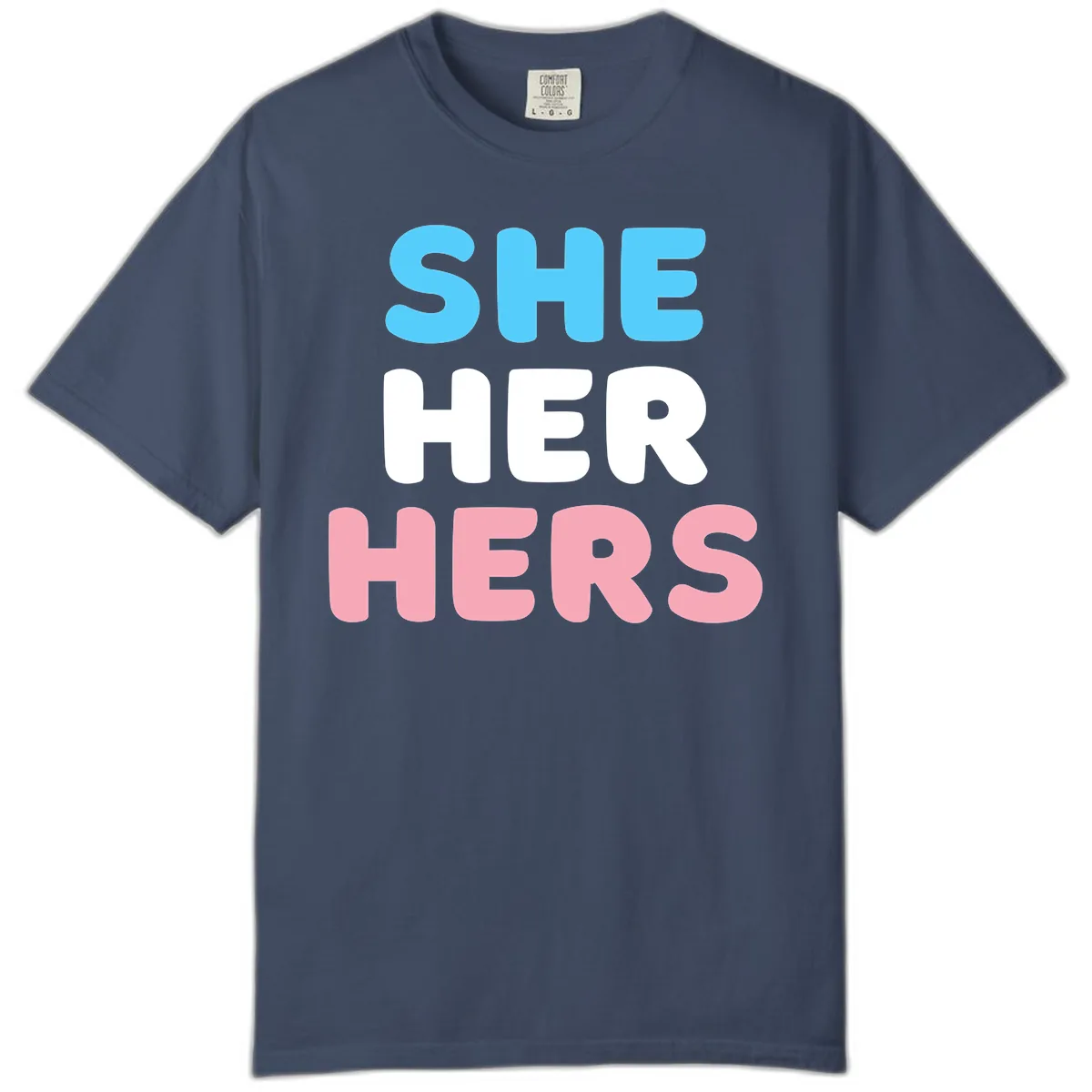 She Her Hers Pride Pronouns Comfort Color in Midnight
