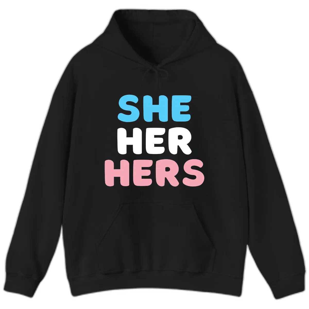 She Her Hers Pride Pronouns Hoodie in Black