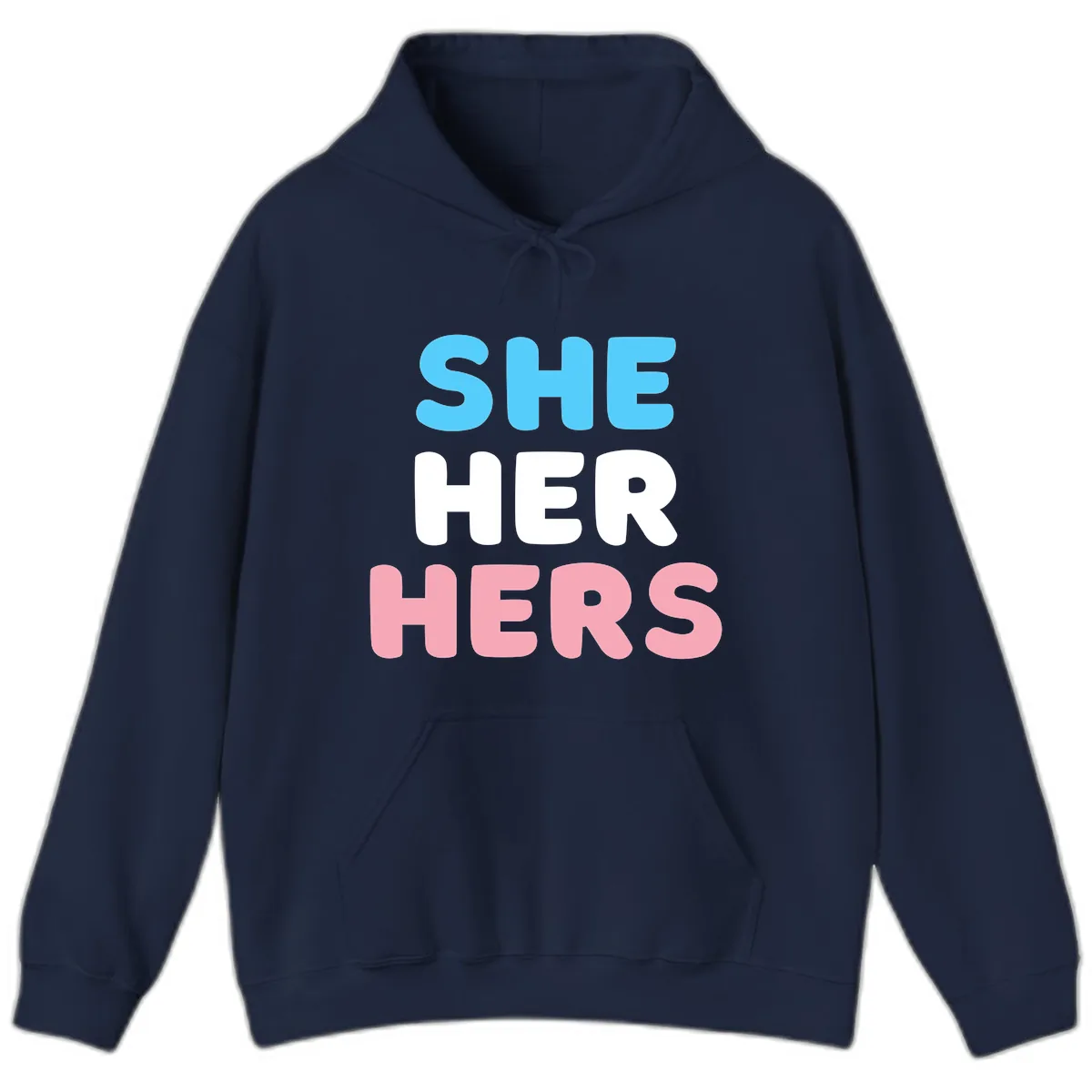 She Her Hers Pride Pronouns Hoodie in Navy