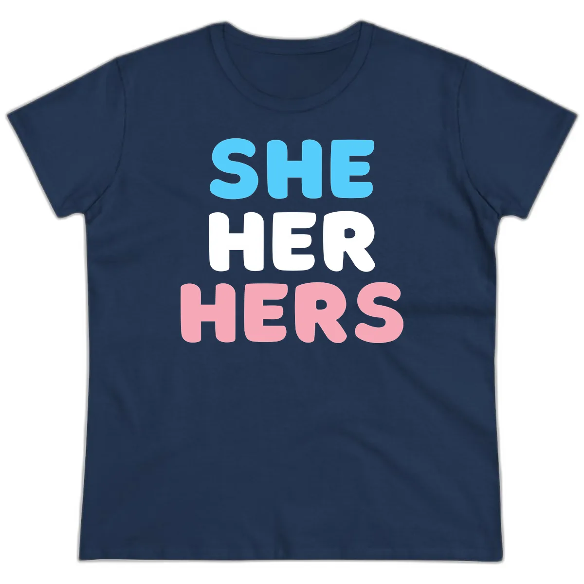 She Her Hers Pride Pronouns Ladies Tee in Navy