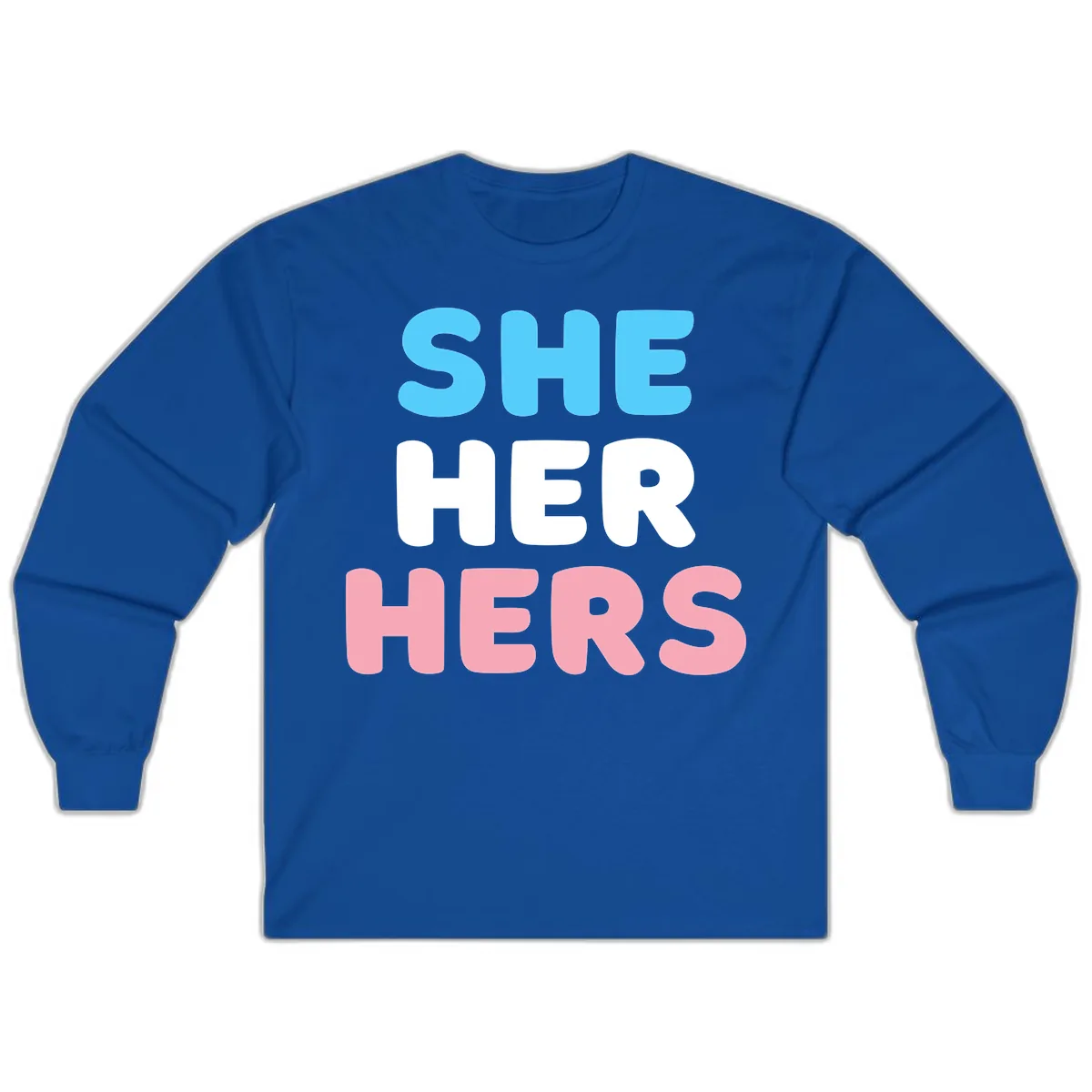 She Her Hers Pride Pronouns Long Sleeve in Royal