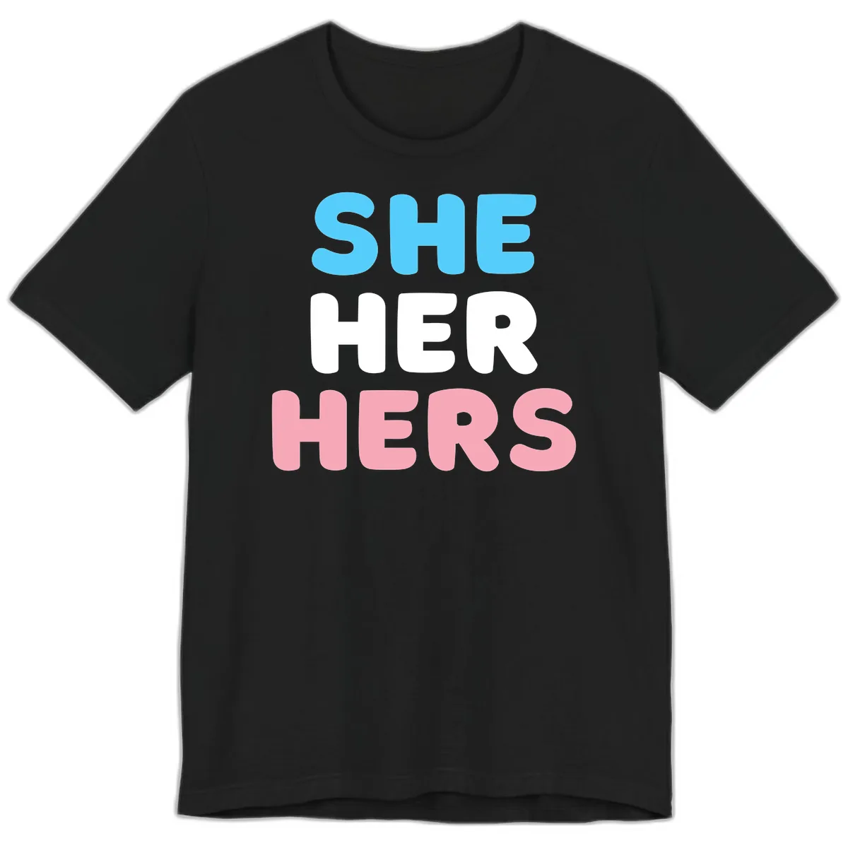 She Her Hers Pride Pronouns Premium T-Shirt in Black