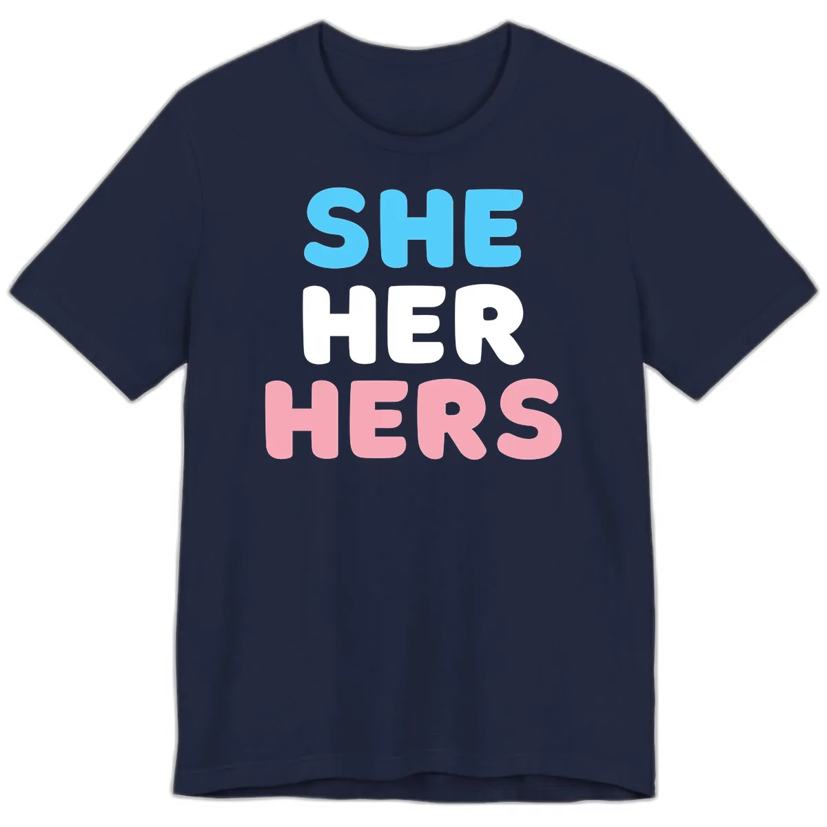 She Her Hers Pride Pronouns Premium T-Shirt in Navy