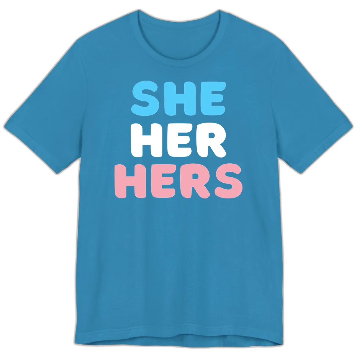 She Her Hers Pride Pronouns Premium T-Shirt in Aqua