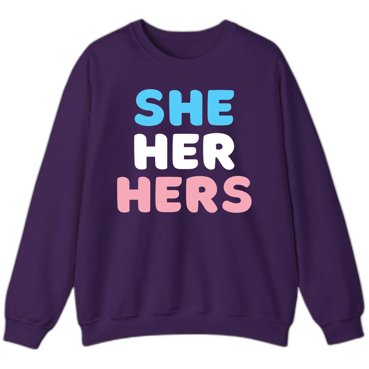 She Her Hers Pride Pronouns Sweatshirt in Purple