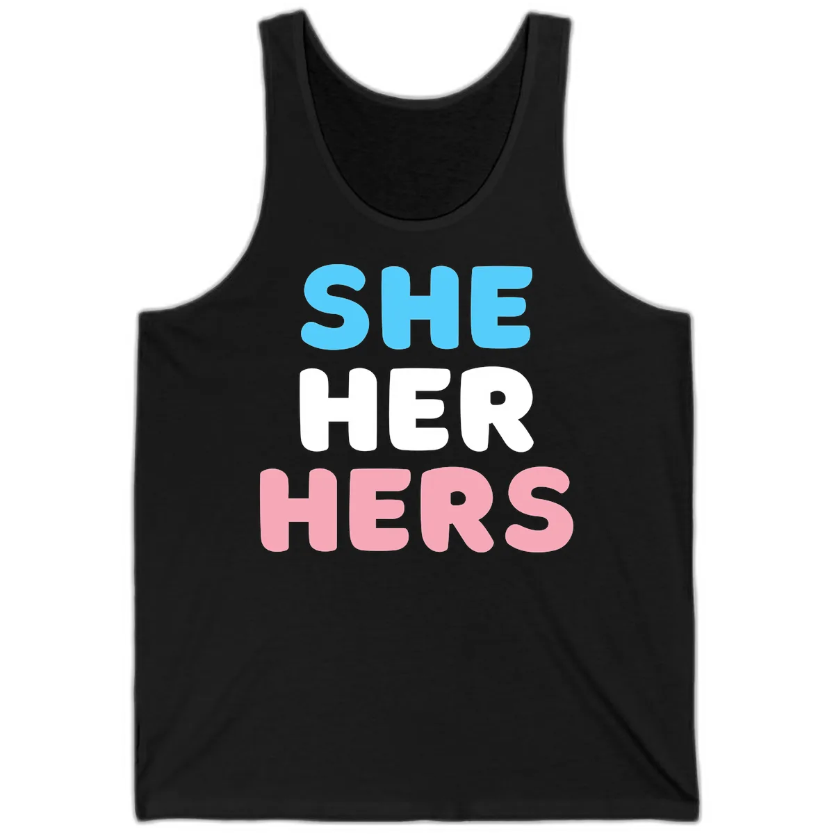 She Her Hers Pride Pronouns Tank in Black