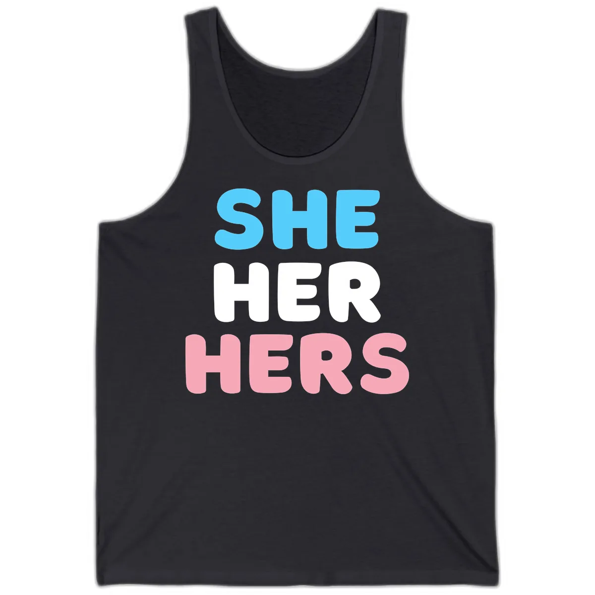 She Her Hers Pride Pronouns Tank in Dark Grey