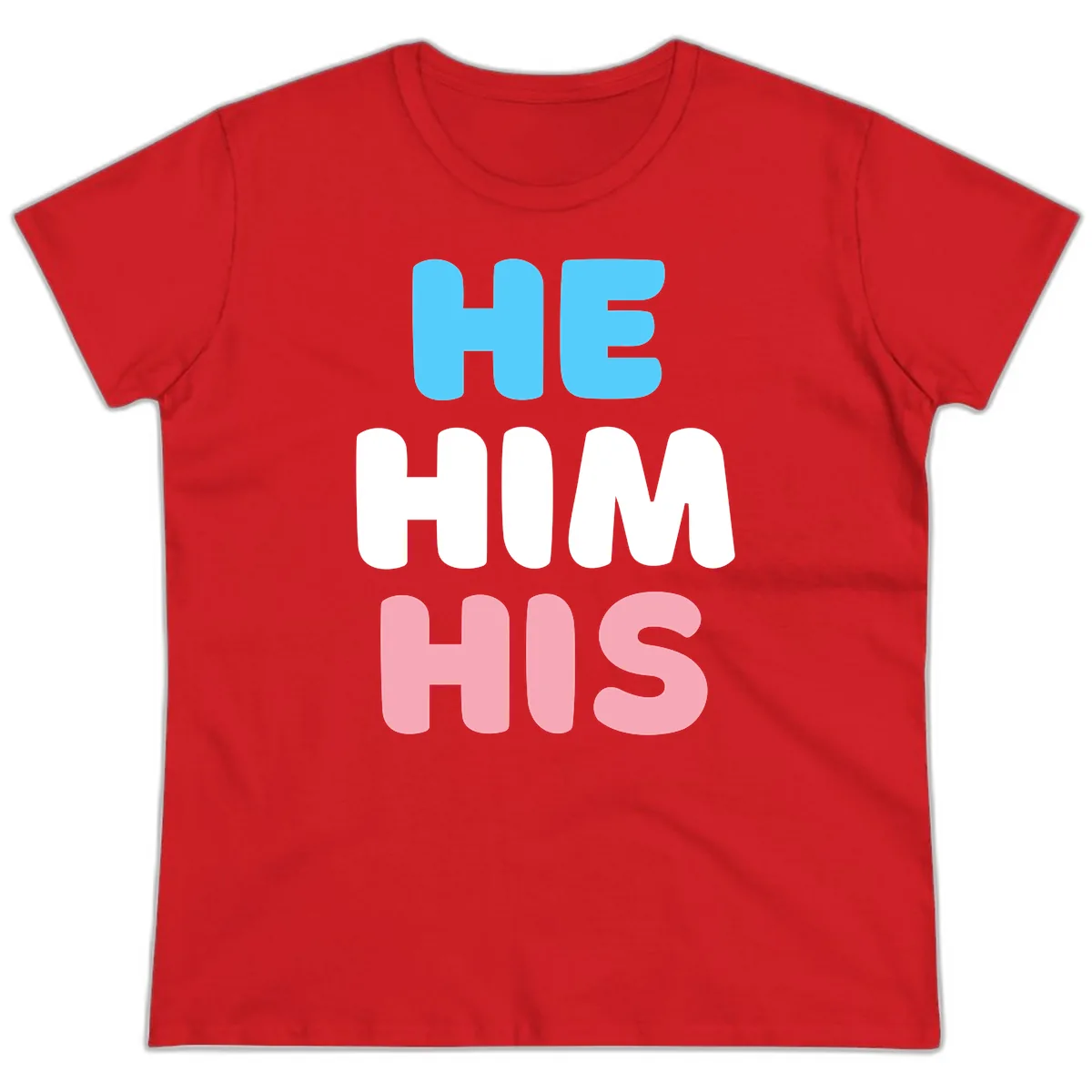He/Him/His Pride Statement Ladies Tee in Red