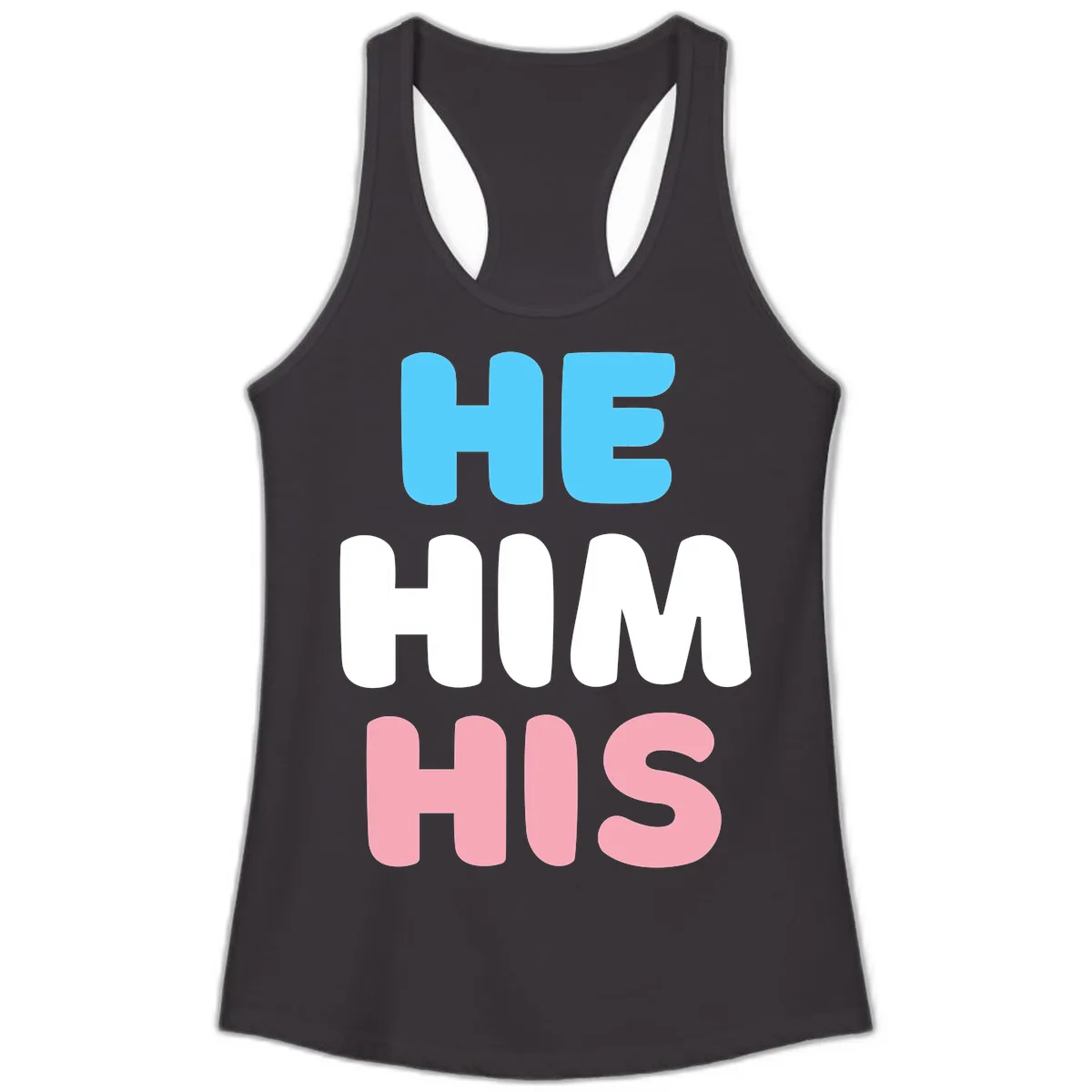 He/Him/His Pride Statement Ladies Tank in Black