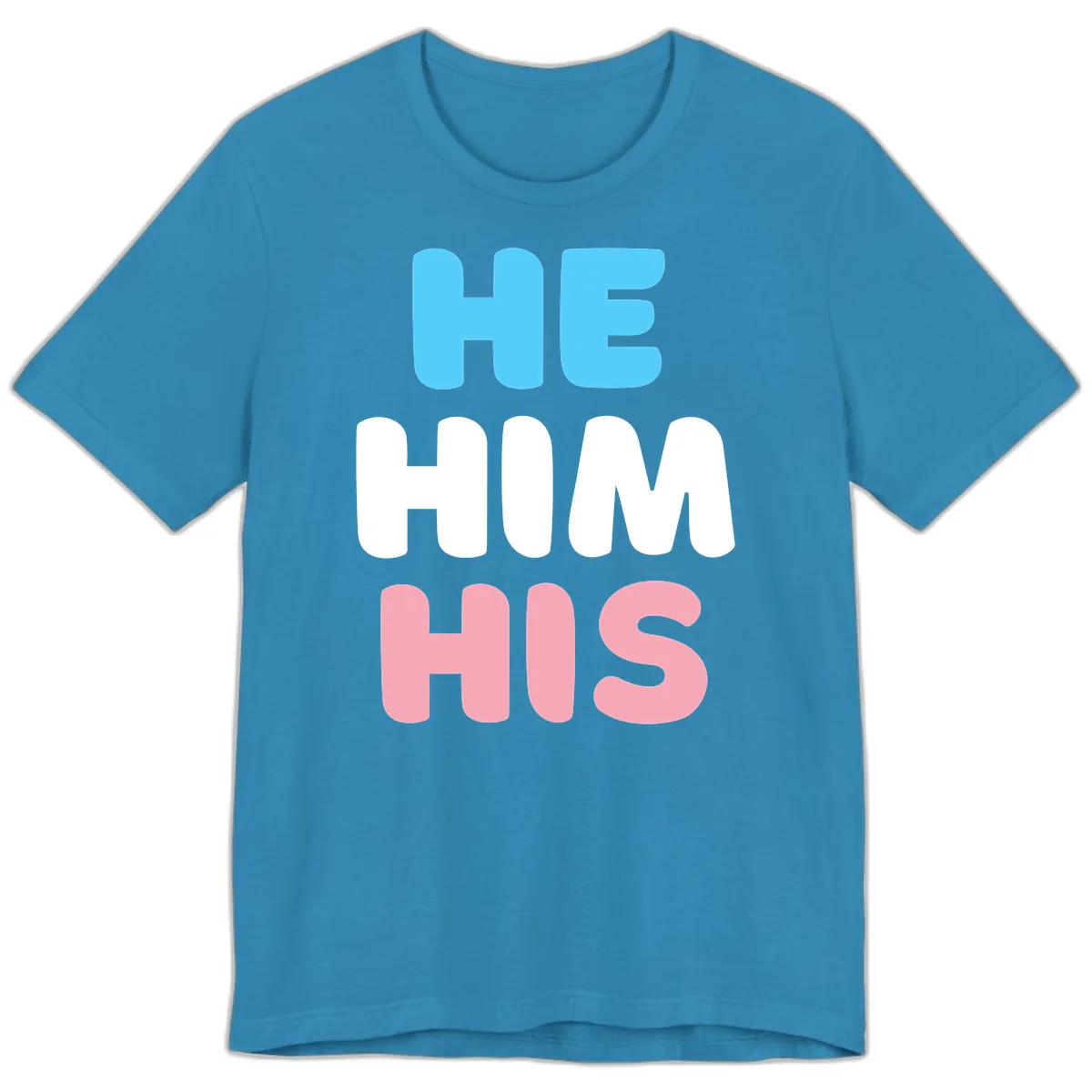 He/Him/His Pride Statement Premium T-Shirt in Aqua