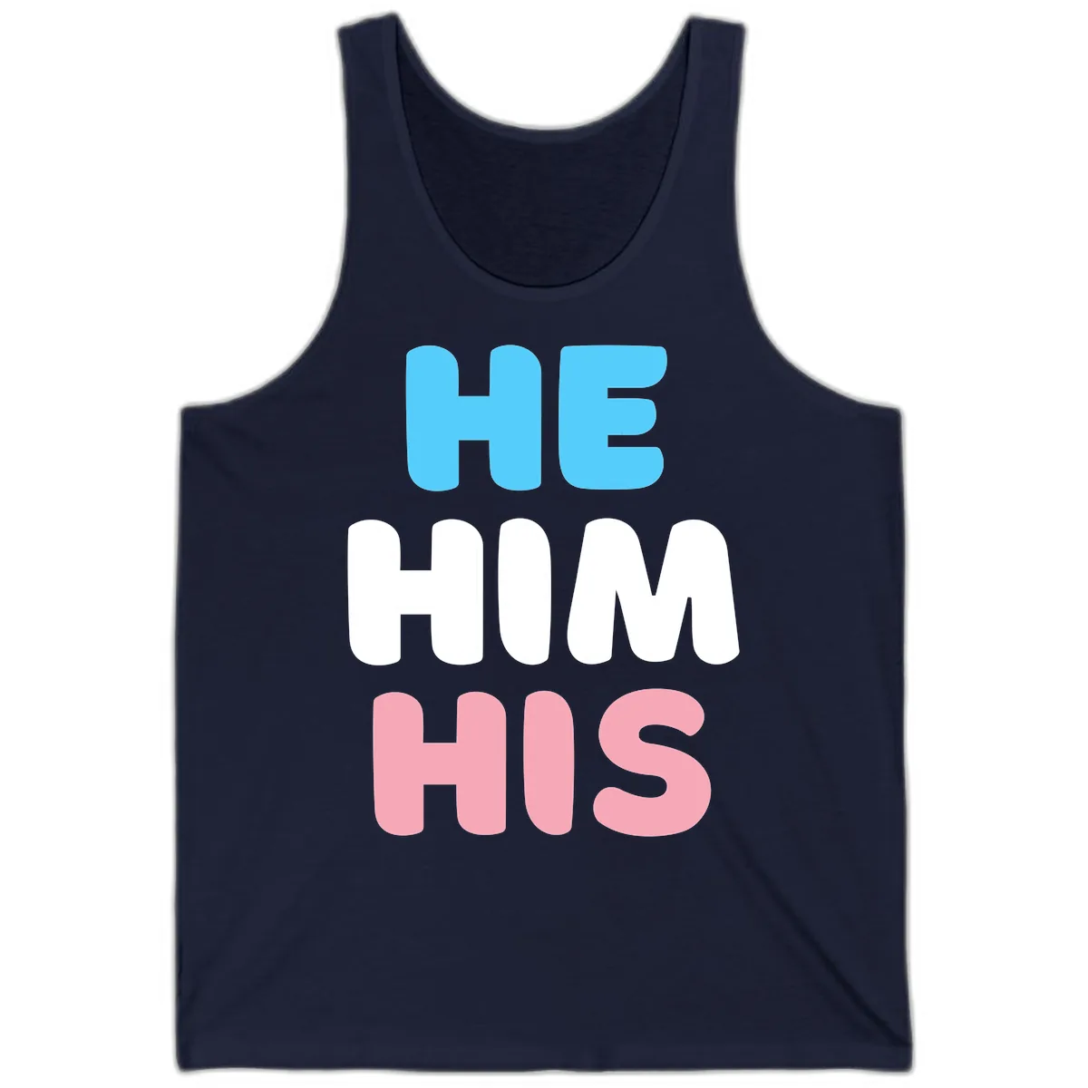 He/Him/His Pride Statement Tank in Navy