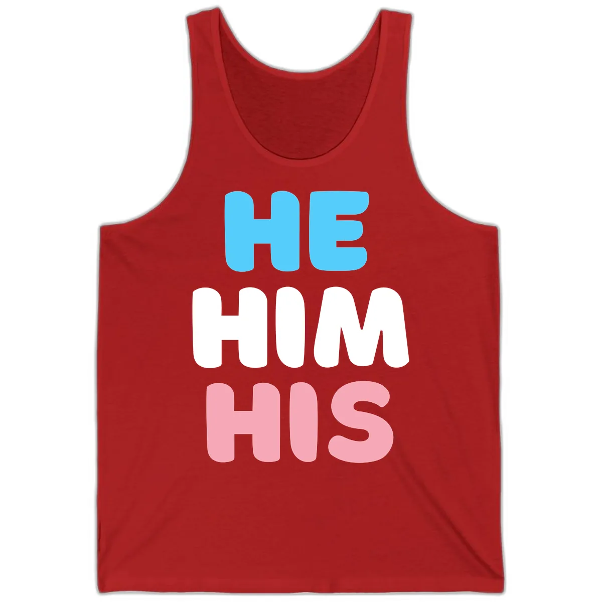 He/Him/His Pride Statement Tank in Red