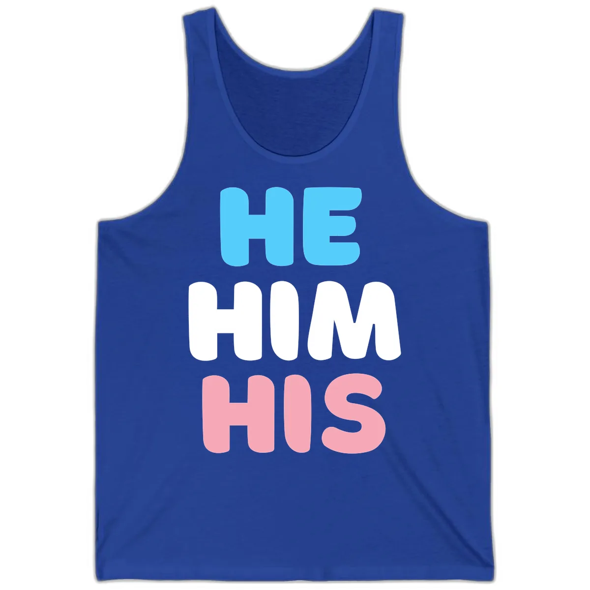 He/Him/His Pride Statement Tank in True Royal