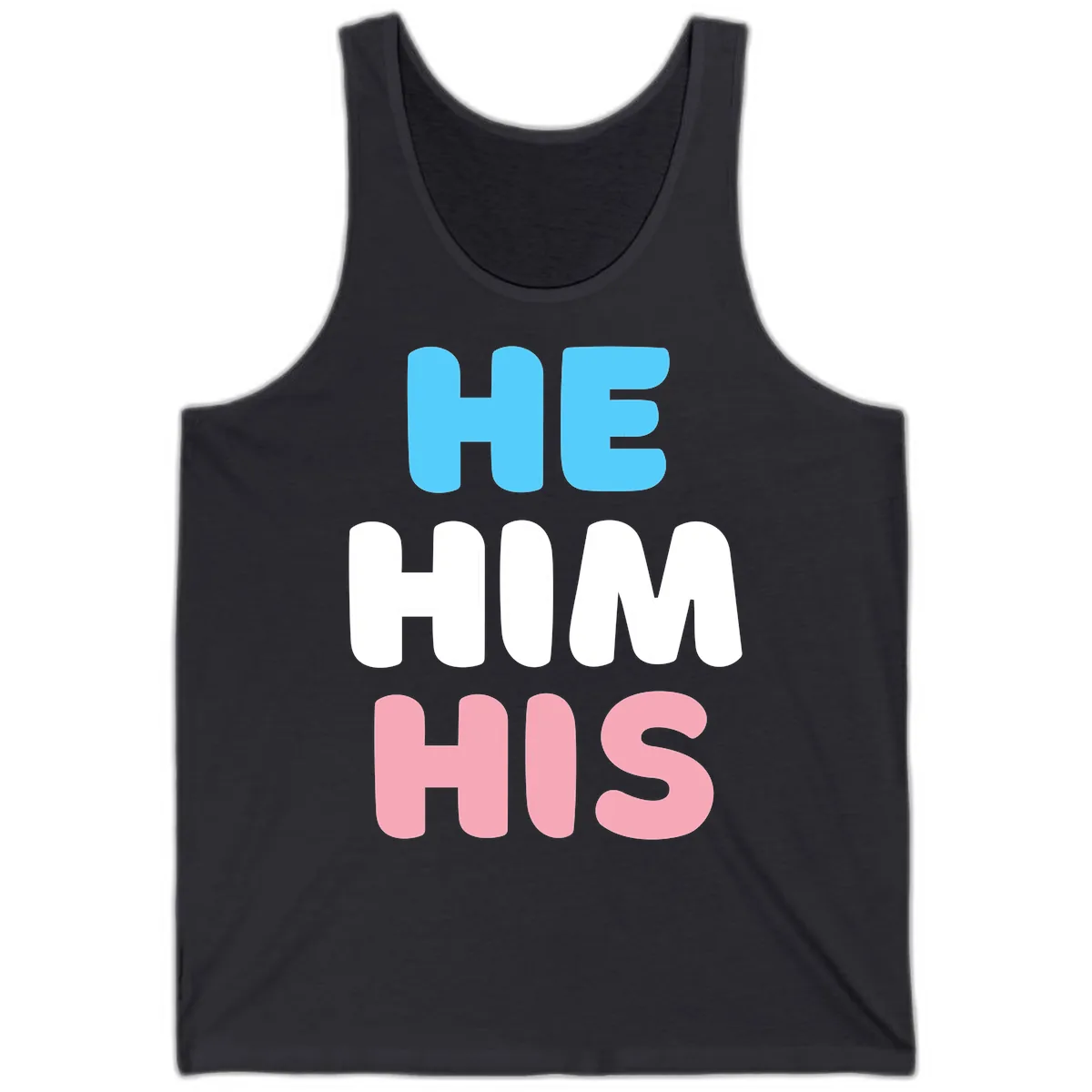 He/Him/His Pride Statement Tank in Dark Grey
