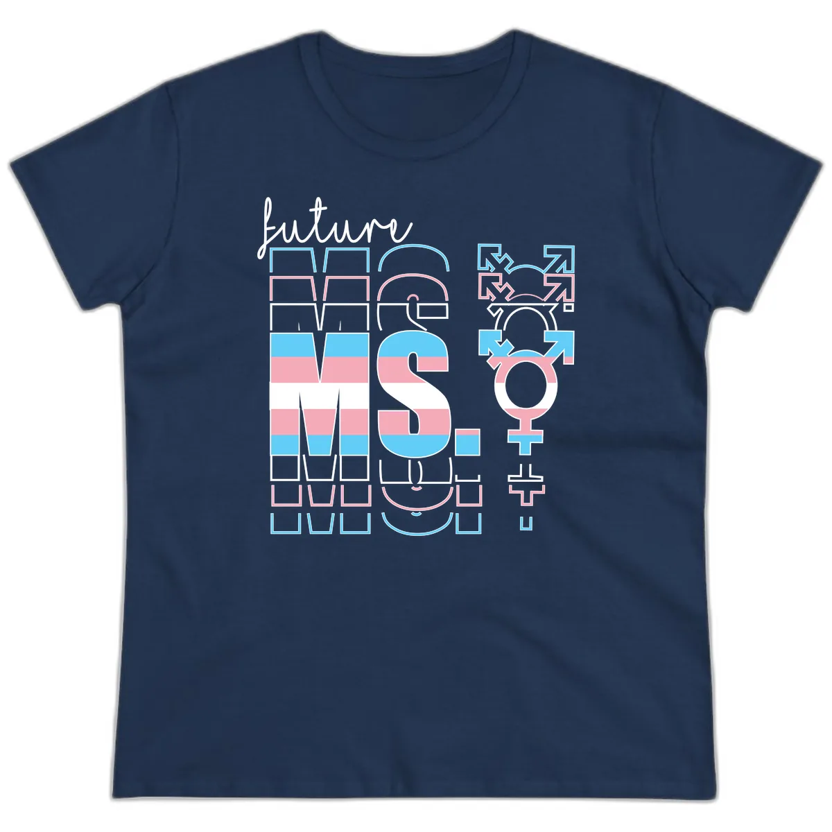 Future Self Gender Expression Pride Ladies Tee in Navy