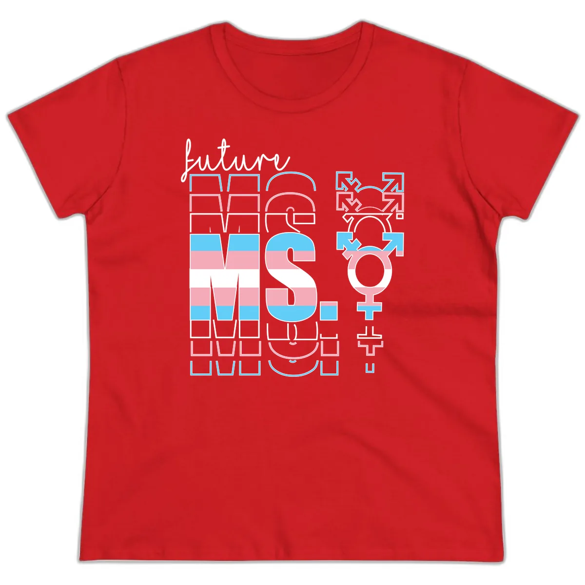 Future Self Gender Expression Pride Ladies Tee in Red