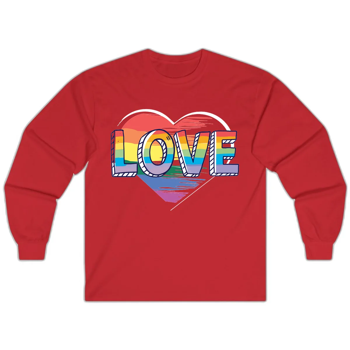 Love Pride Heart Rainbow Long Sleeve in Red