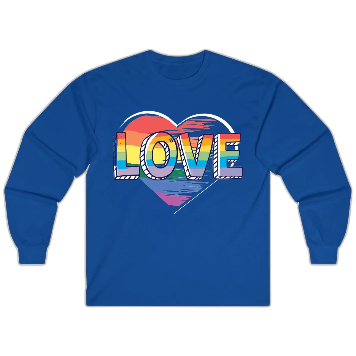 Love Pride Heart Rainbow Long Sleeve in Royal