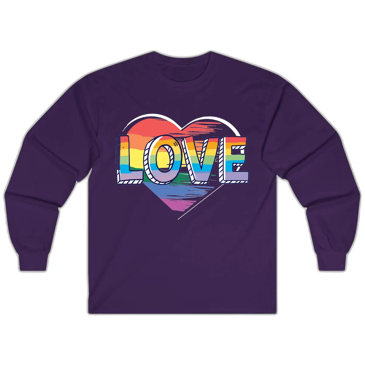 Love Pride Heart Rainbow Long Sleeve in Purple