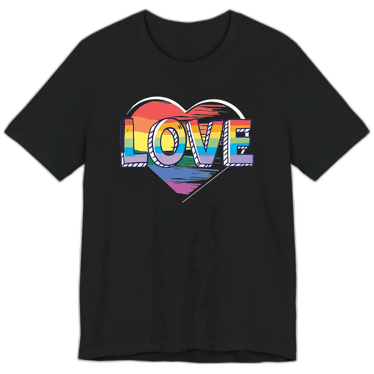 Love Pride Heart Rainbow Premium T-Shirt in Black