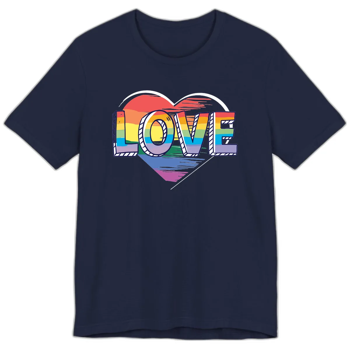Love Pride Heart Rainbow Premium T-Shirt in Navy