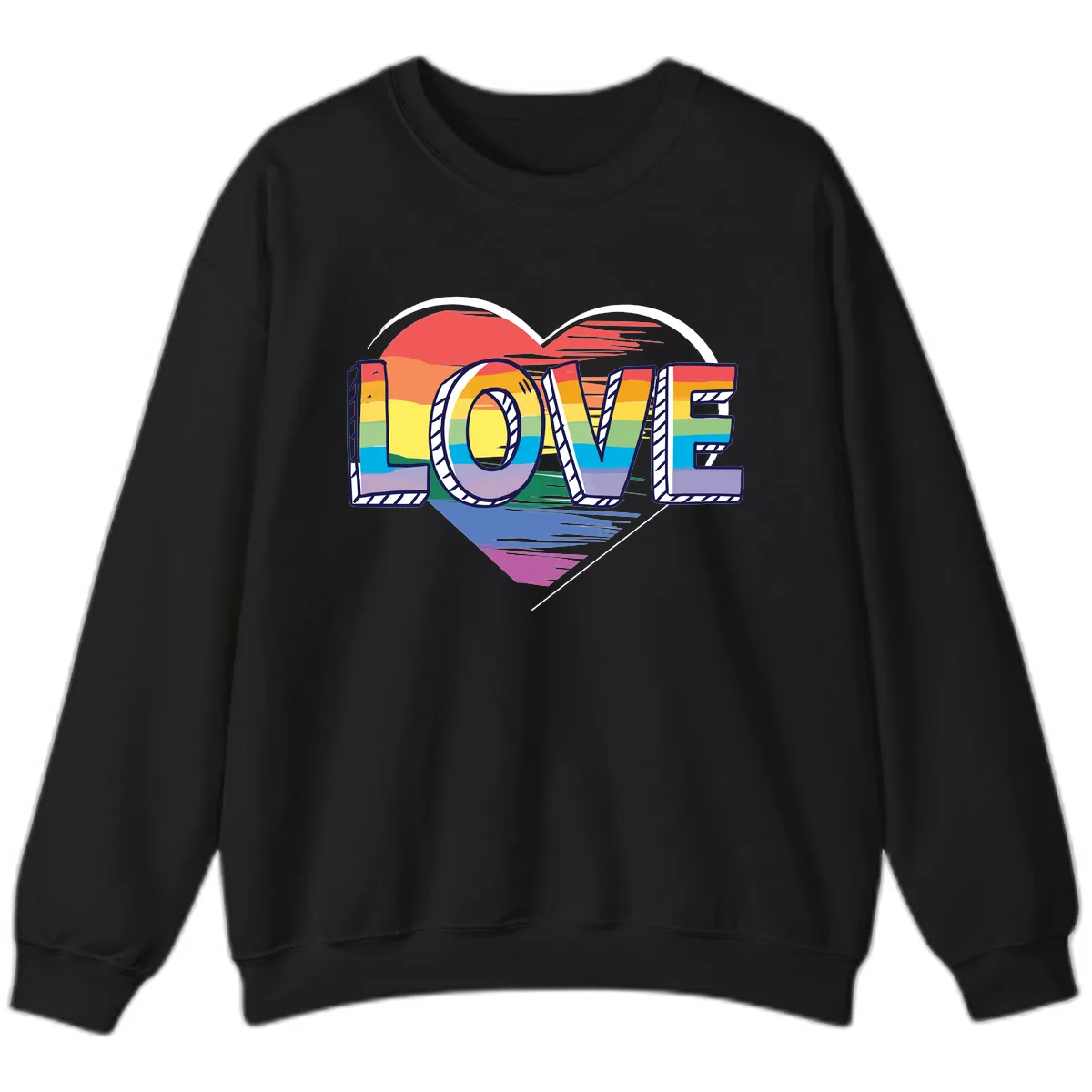 Love Pride Heart Rainbow Sweatshirt in Black