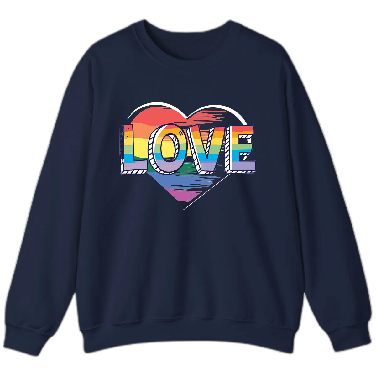 Love Pride Heart Rainbow Sweatshirt in Navy