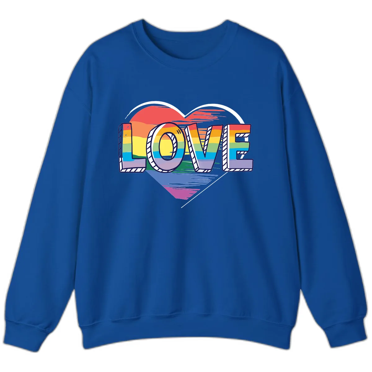 Love Pride Heart Rainbow Sweatshirt in Royal