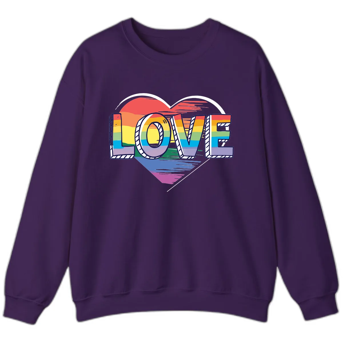 Love Pride Heart Rainbow Sweatshirt in Purple