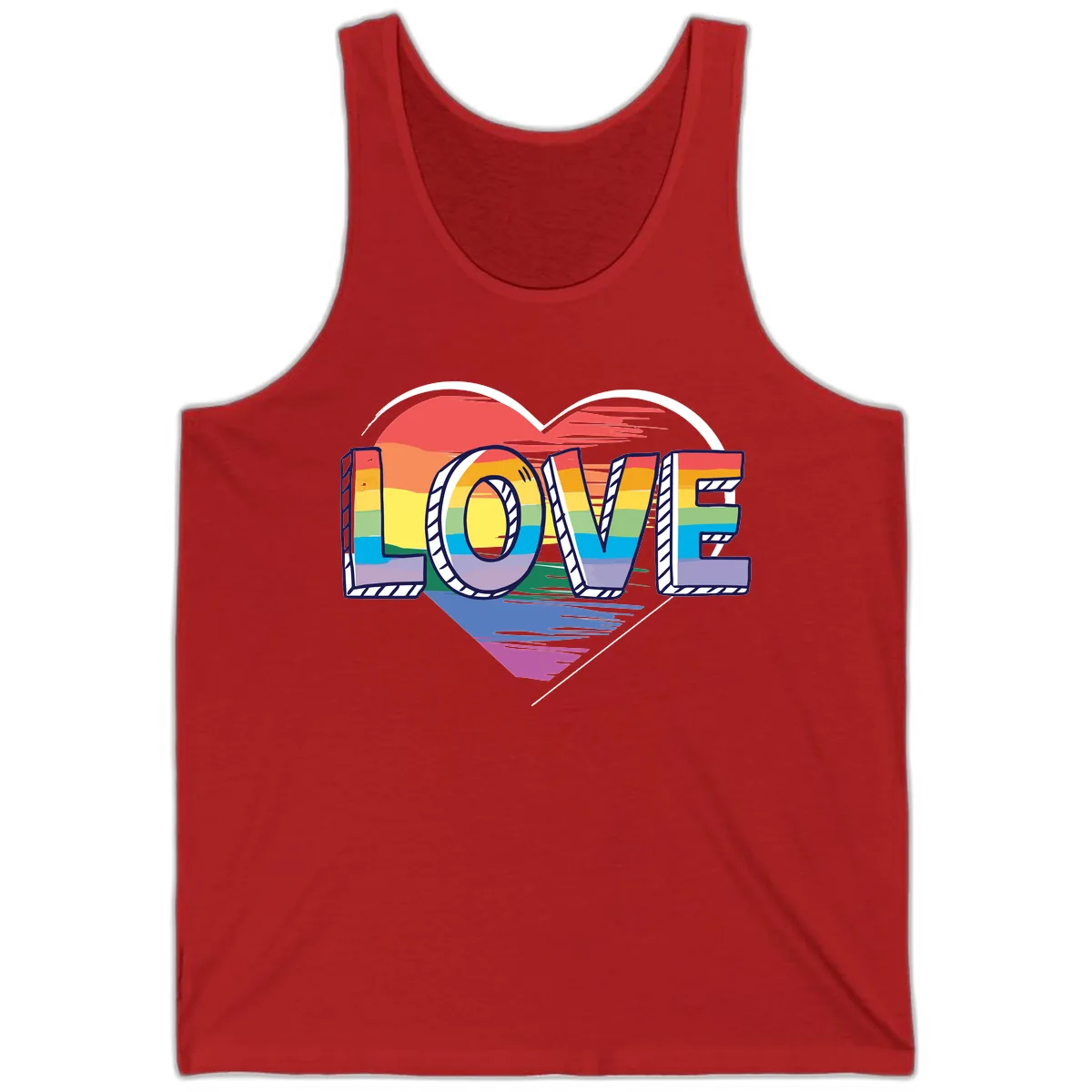 Love Pride Heart Rainbow Tank in Red