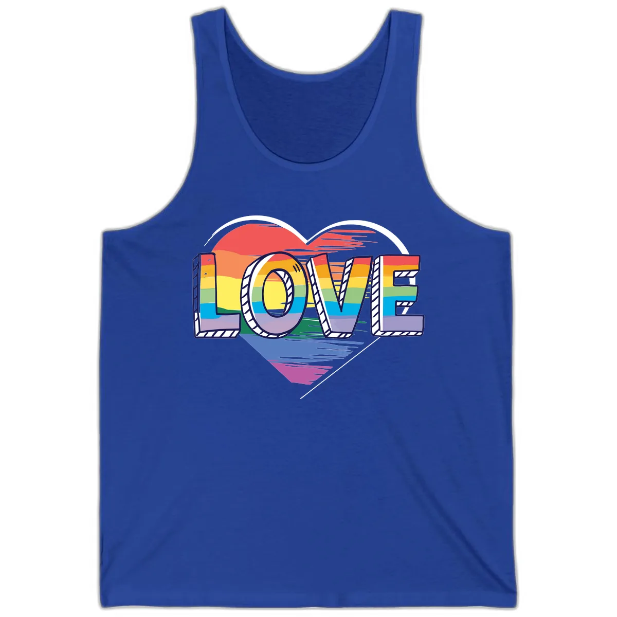 Love Pride Heart Rainbow Tank in True Royal