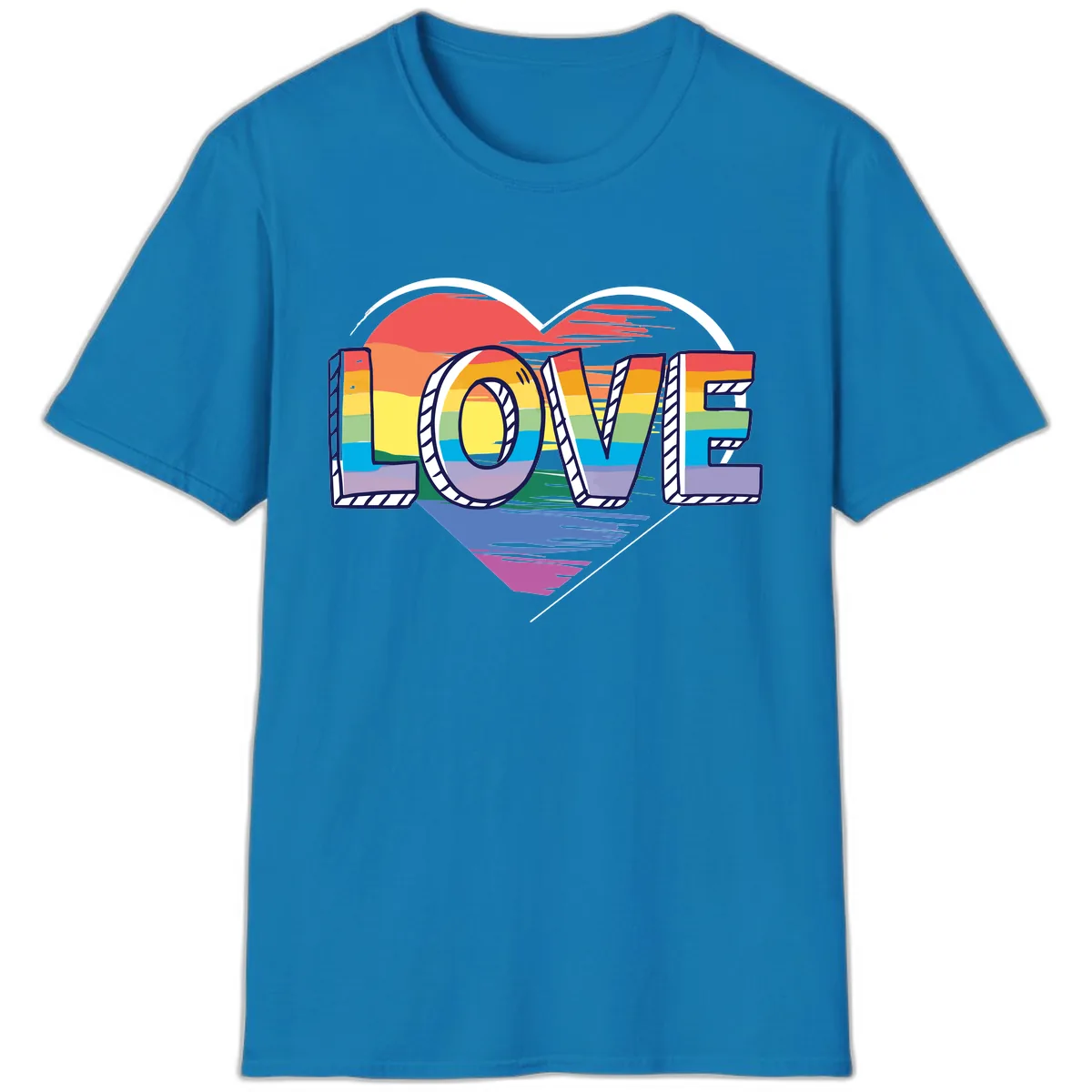 Love Pride Heart Rainbow T-Shirt in Sapphire