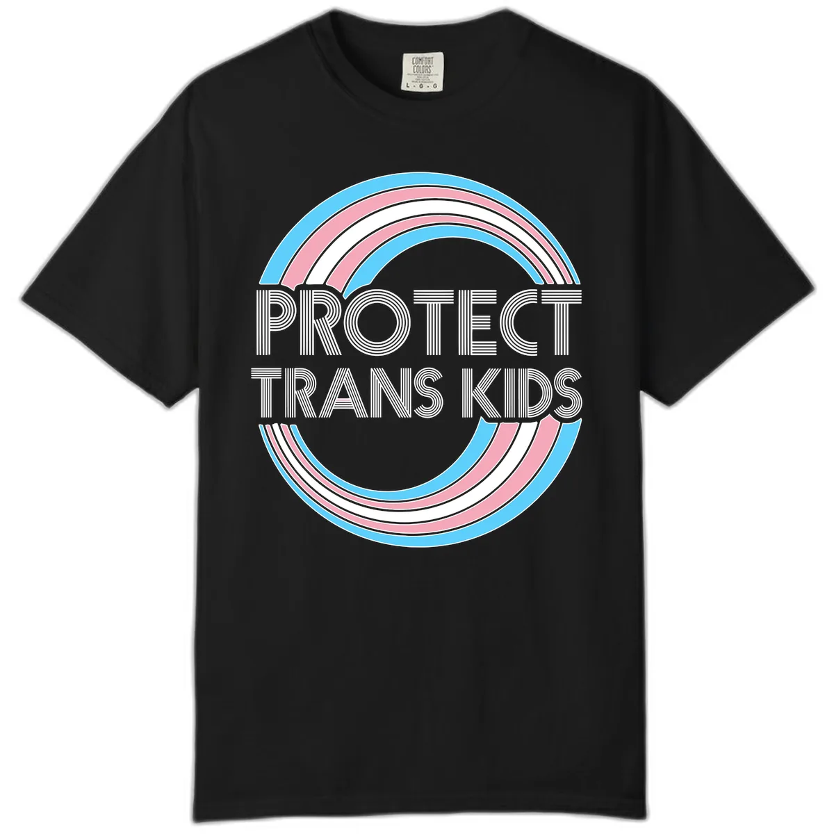 Protect Trans Kids Rainbow Pride Comfort Color in Black
