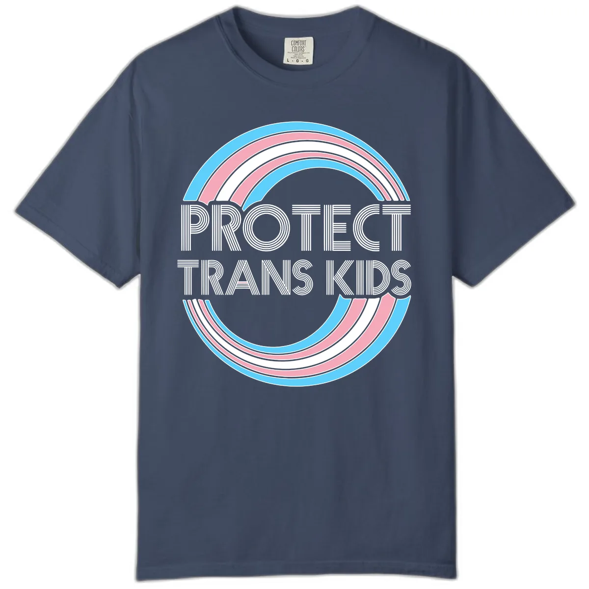 Protect Trans Kids Rainbow Pride Comfort Color in Midnight
