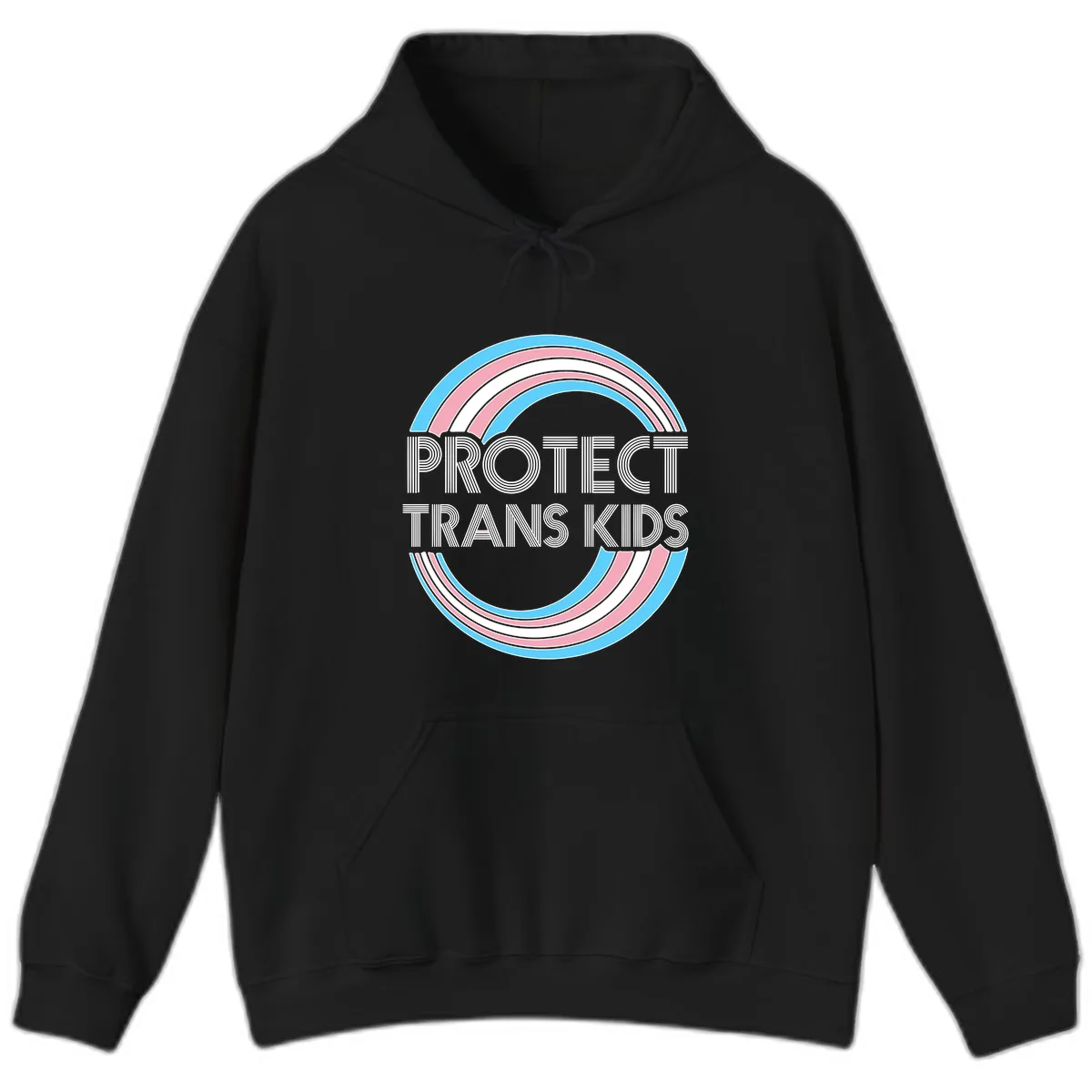 Protect Trans Kids Rainbow Pride Hoodie in Black