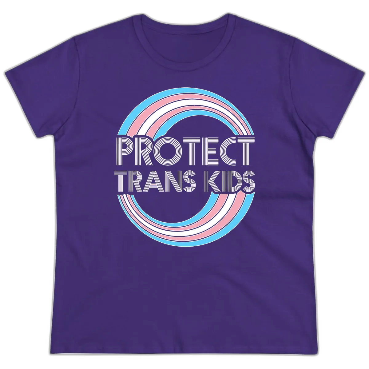 Protect Trans Kids Rainbow Pride Ladies Tee in Purple