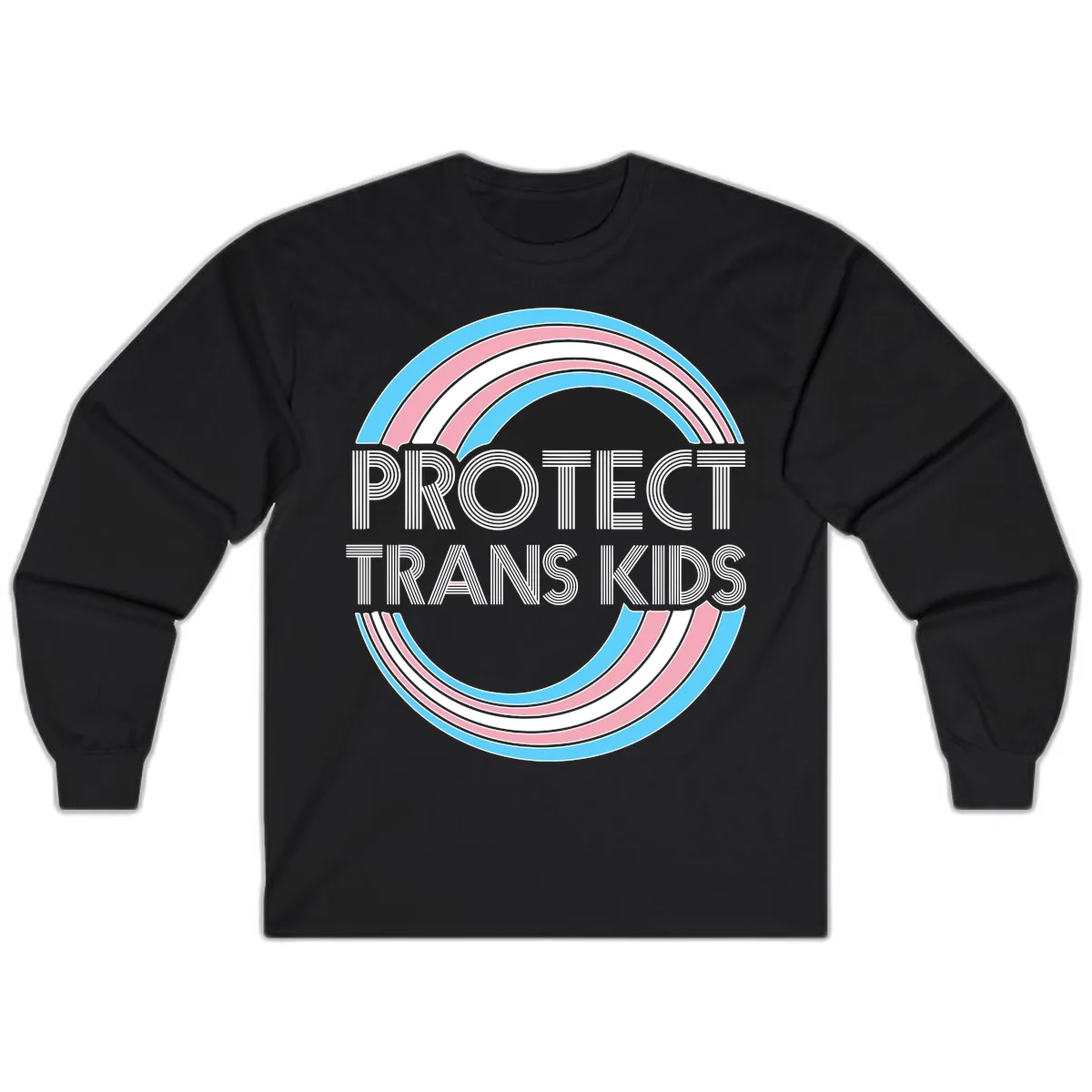 Protect Trans Kids Rainbow Pride Long Sleeve in Black