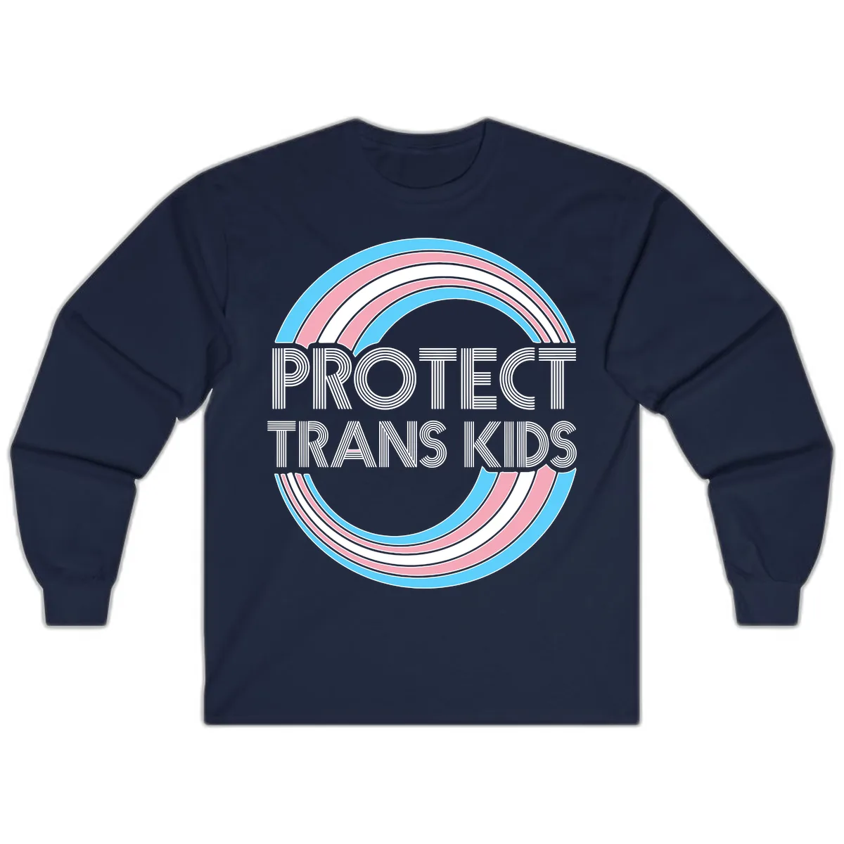 Protect Trans Kids Rainbow Pride Long Sleeve in Navy