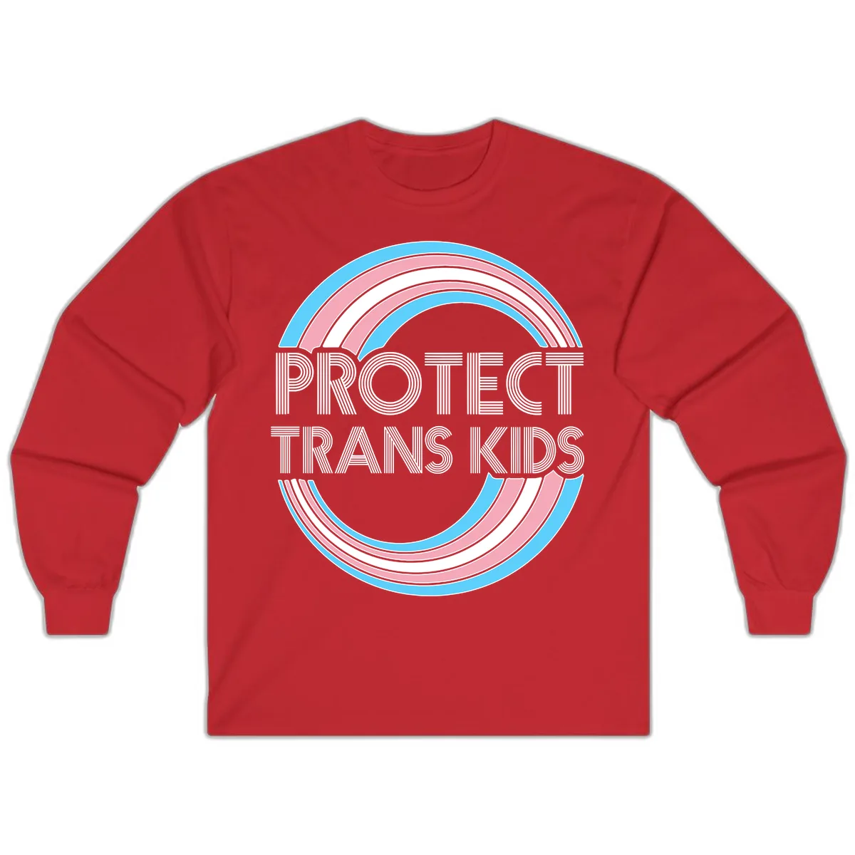 Protect Trans Kids Rainbow Pride Long Sleeve in Red