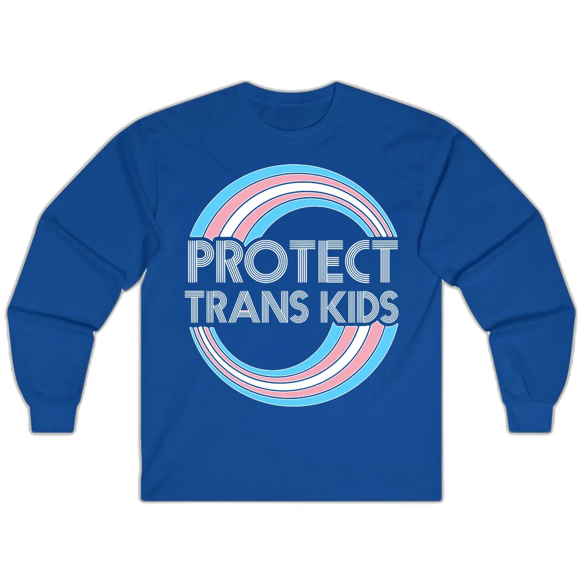 Protect Trans Kids Rainbow Pride Long Sleeve in Royal