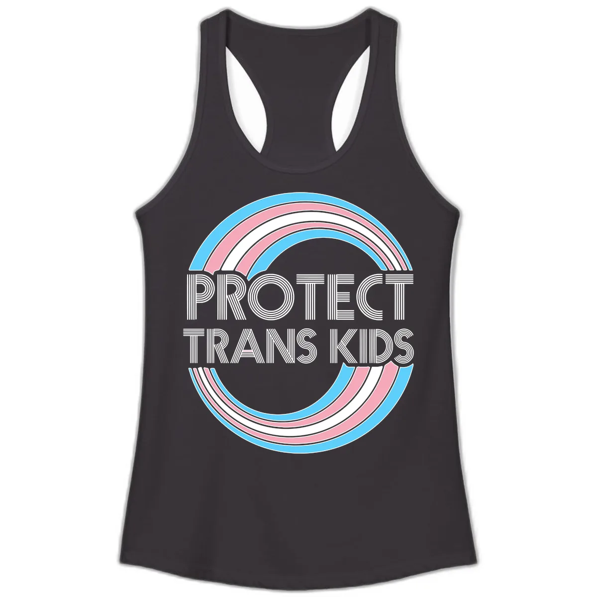 Protect Trans Kids Rainbow Pride Ladies Tank in Black