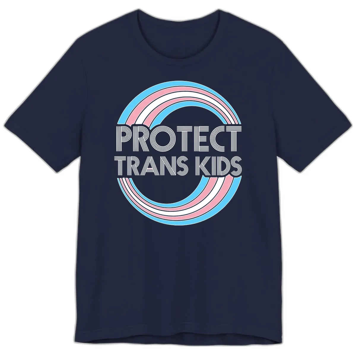 Protect Trans Kids Rainbow Pride Premium T-Shirt in Navy