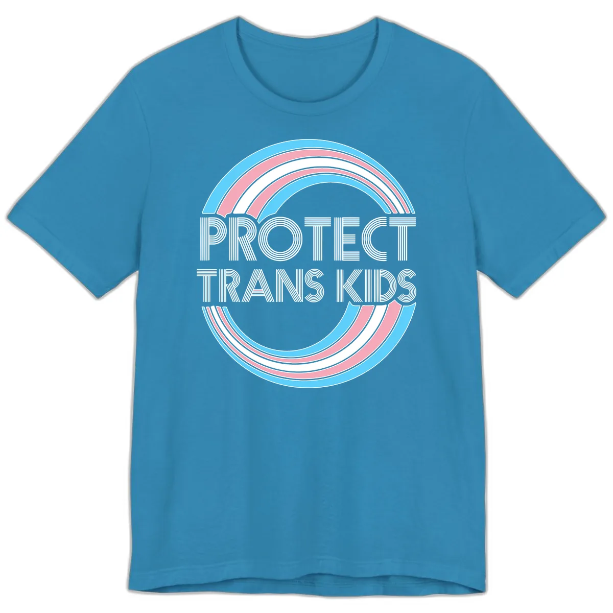 Protect Trans Kids Rainbow Pride Premium T-Shirt in Aqua