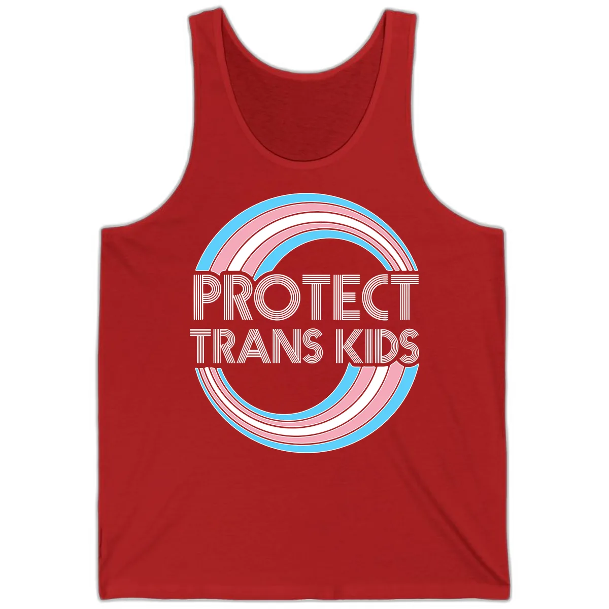 Protect Trans Kids Rainbow Pride Tank in Red