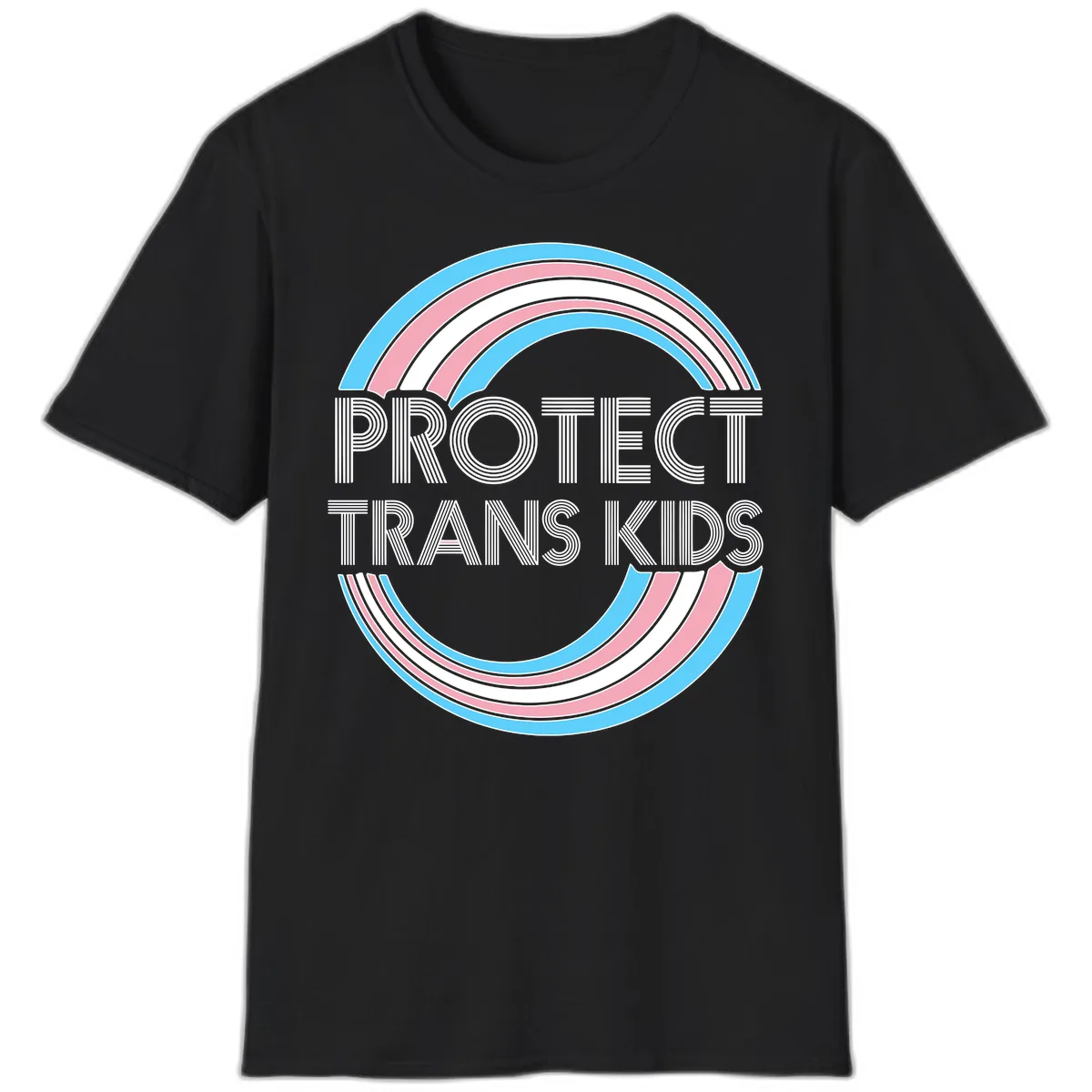Protect Trans Kids Rainbow Pride T-Shirt in Black