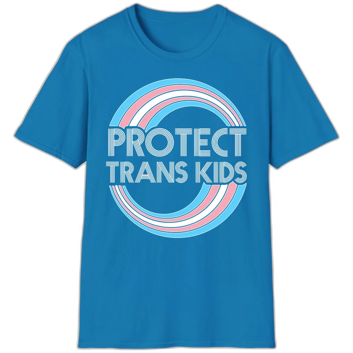 Protect Trans Kids Rainbow Pride T-Shirt in Sapphire