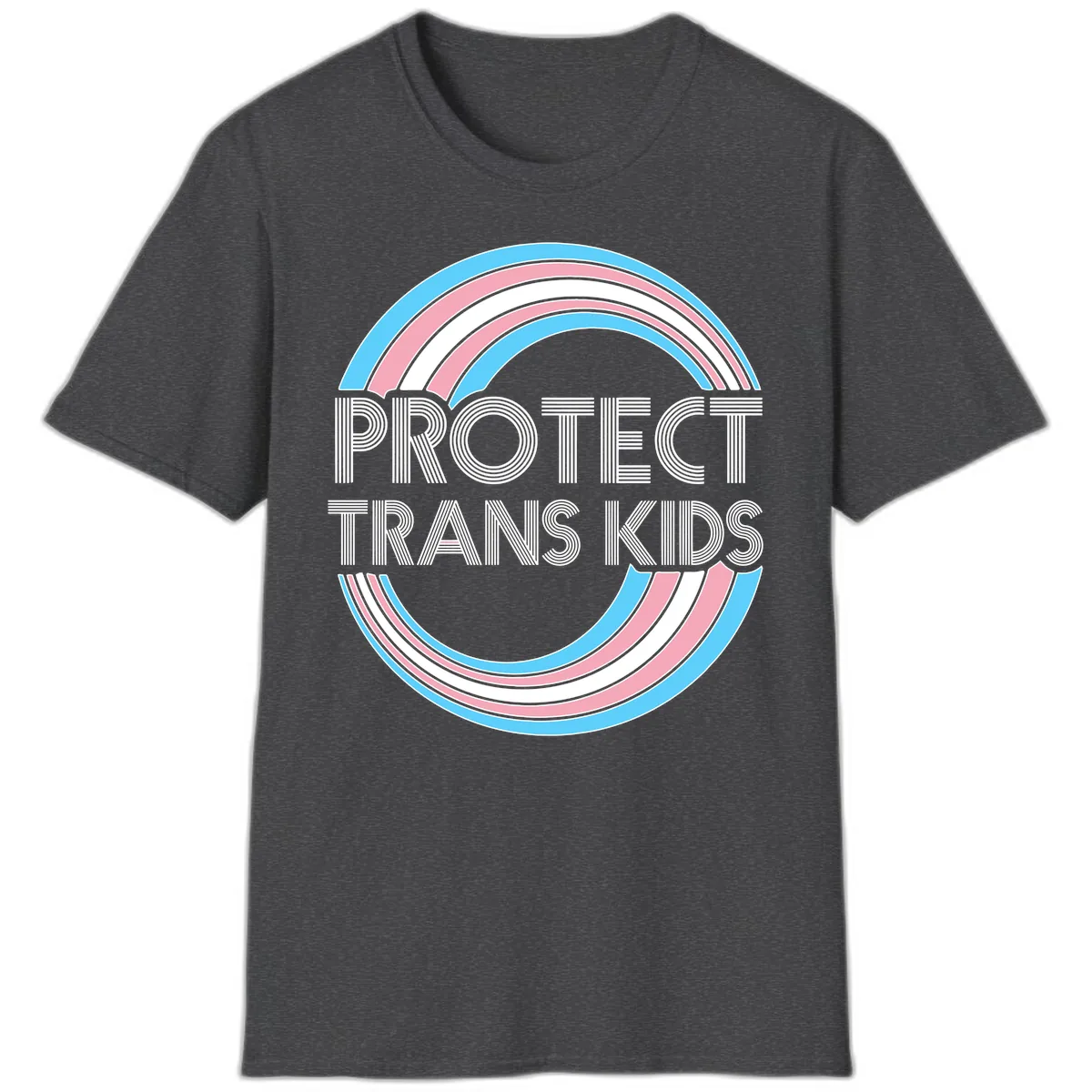 Protect Trans Kids Rainbow Pride T-Shirt in Dark Heather