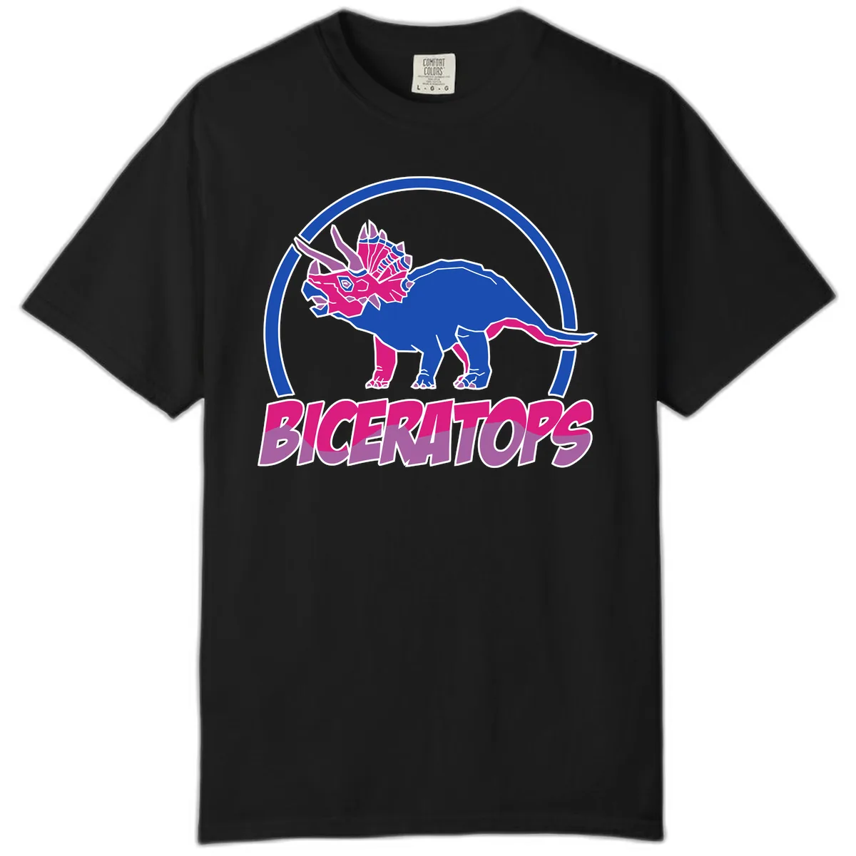 Triceratops Pride Dinosaur Logo Comfort Color in Black