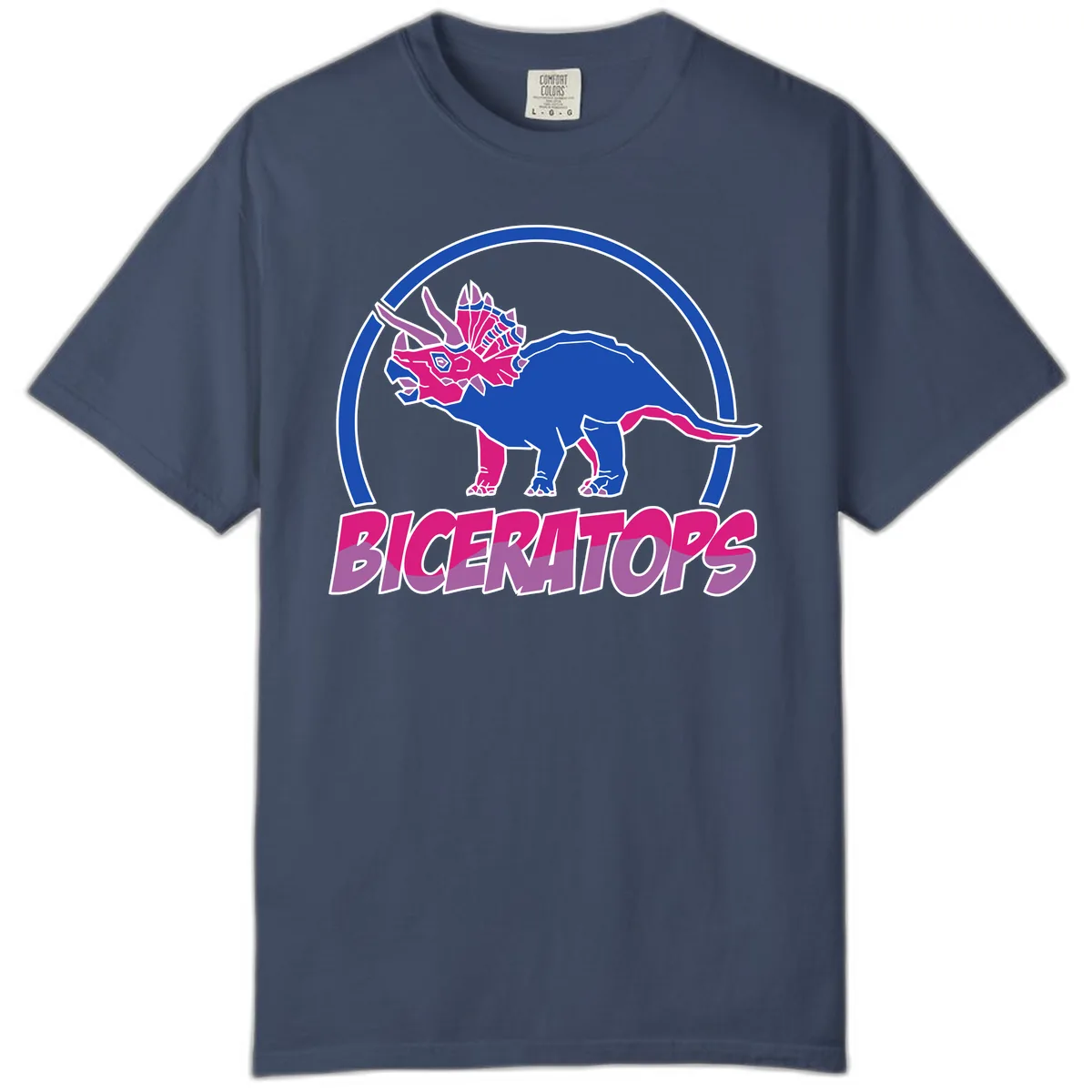 Triceratops Pride Dinosaur Logo Comfort Color in Midnight